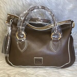 Dooney & Bourke Savannah Edge Florentine leather satchel in elephant new